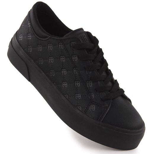 Trampki damskie eko skóra logowane czarne Big Star RR274335 ze sklepu ButyModne.pl w kategorii Trampki damskie - zdjęcie 179112574