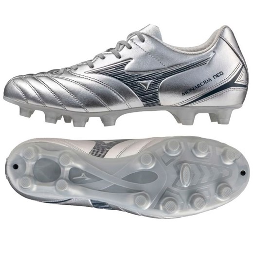 Buty piłkarskie Mizuno Monarcida Neo Iii Select P1GA252504 srebrny ze sklepu ButyModne.pl w kategorii Buty sportowe męskie - zdjęcie 179112620