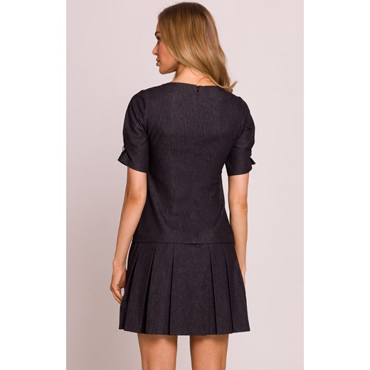 Moe sukienka z plisowanym dołem grafitowa M842, Kolor grafitowy, Rozmiar L, MOE ze sklepu Intymna w kategorii Sukienki - zdjęcie 179114093