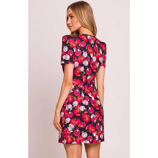 Moe wzorzysta sukienka mini z ozdobnymi rękawami M856/3, Kolor multicolour, Rozmiar L, MOE ze sklepu Intymna w kategorii Sukienki - zdjęcie 179114171
