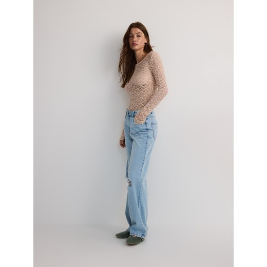 Bluzka damska Reserved z elastanu koronkowa 