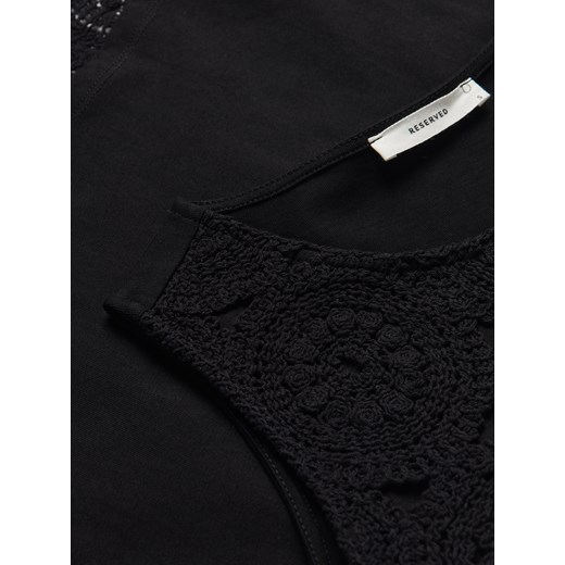 Reserved - Kroszetowy top z bawełny - czarny Reserved L Reserved