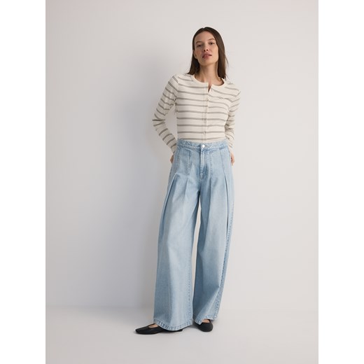 Bluzka damska Reserved z okrągłym dekoltem z długim rękawem casual 