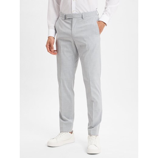 Finshley & Harding Męskie spodnie garniturowe - Kalifornia Mężczyźni Slim Fit jasny szary marmurkowy ze sklepu vangraaf w kategorii Spodnie męskie - zdjęcie 179117400
