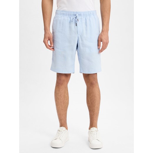 Tommy Hilfiger Męskie szorty z zawartością lnu - Harlem Mężczyźni jasnoniebieski jednolity ze sklepu vangraaf w kategorii Spodenki męskie - zdjęcie 179117413