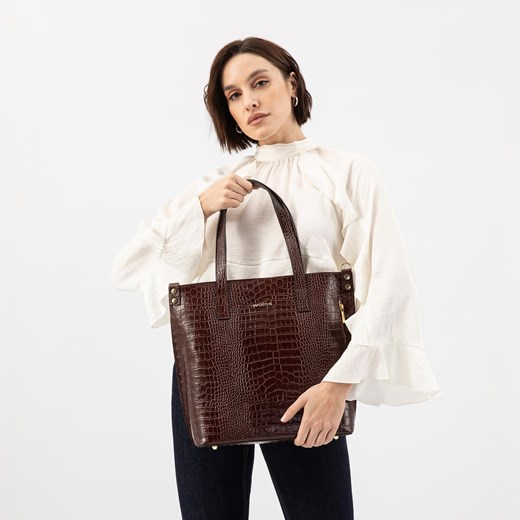 Wojas Torebka Damska Skórzana W Kolorze Ciemnobrązowym ze sklepu Wojas w kategorii Torby Shopper bag - zdjęcie 179117464