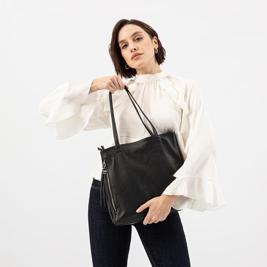 Wojas Czarna Skórzana Torebka Damska Duża ze sklepu Wojas w kategorii Torby Shopper bag - zdjęcie 179117512