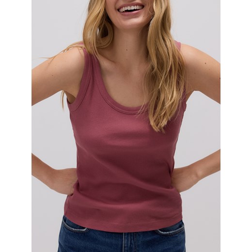 Reserved - Bawełniany top na ramiączkach - miedziany Reserved S Reserved