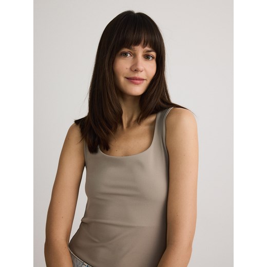 Reserved - Top na ramiączkach - beżowy Reserved S Reserved