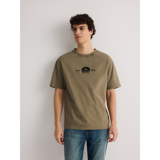 Reserved - T-shirt oversize z nadrukiem - jasny zielony Reserved S Reserved