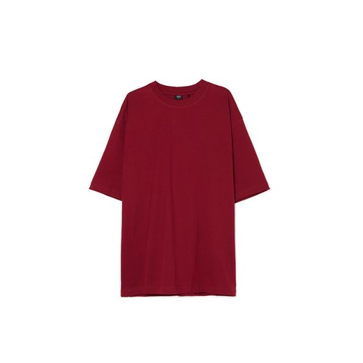 Cropp - Basicowa bordowa koszulka comfort - kasztanowy Cropp XL Cropp