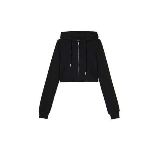 Cropp - Rozpinana krótka bluza z kapturem - czarny Cropp XS Cropp