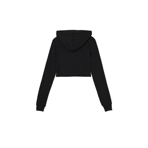 Cropp - Rozpinana krótka bluza z kapturem - czarny Cropp L Cropp
