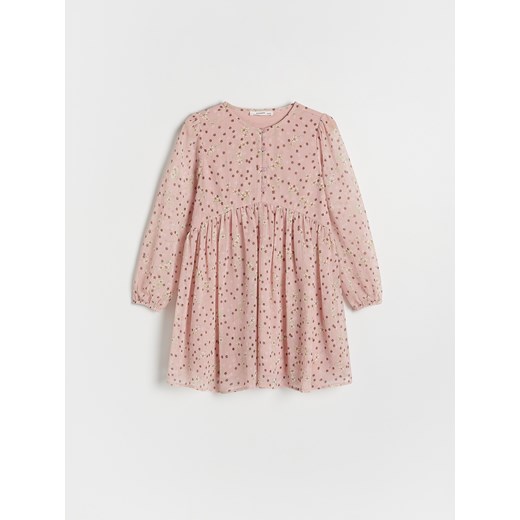 Reserved - Wzorzysta sukienka - brudny róż Reserved 164 (13 lat) Reserved