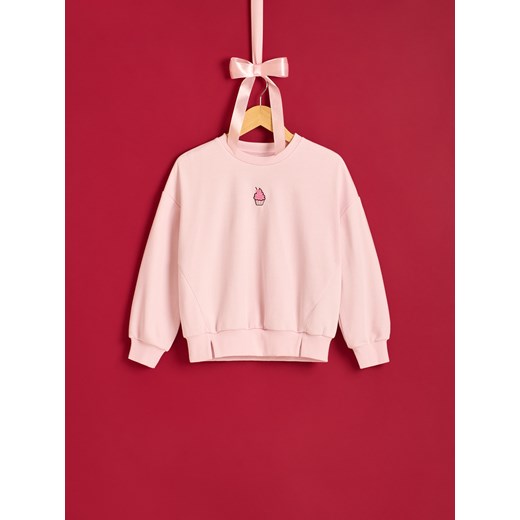 Reserved - Bluza z haftem - pastelowy róż ze sklepu Reserved w kategorii Bluzy dziewczęce - zdjęcie 179124962