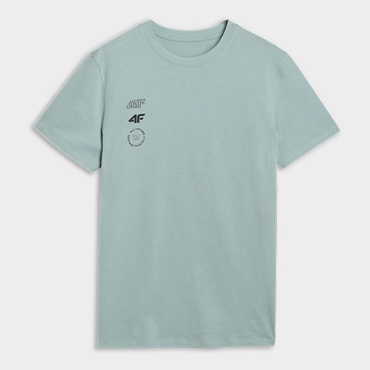 Męski t-shirt z nadrukiem 4F 4FRSS25TTSHM2850 - turkusowy ze sklepu Sportstylestory.com w kategorii T-shirty męskie - zdjęcie 179127862