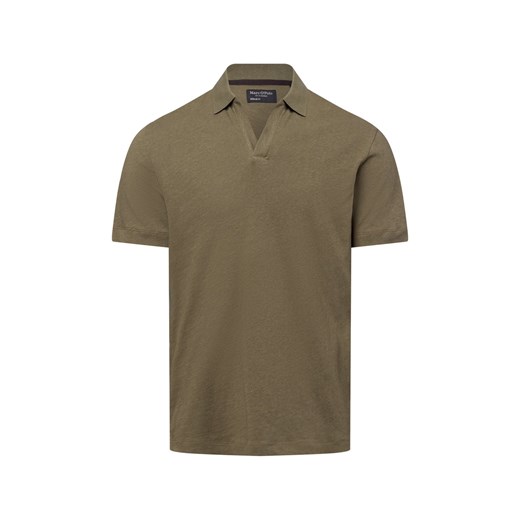 Marc O'Polo Męska koszulka polo z zawartością lnu Mężczyźni Bawełna oliwkowy jednolity ze sklepu vangraaf w kategorii T-shirty męskie - zdjęcie 179128273