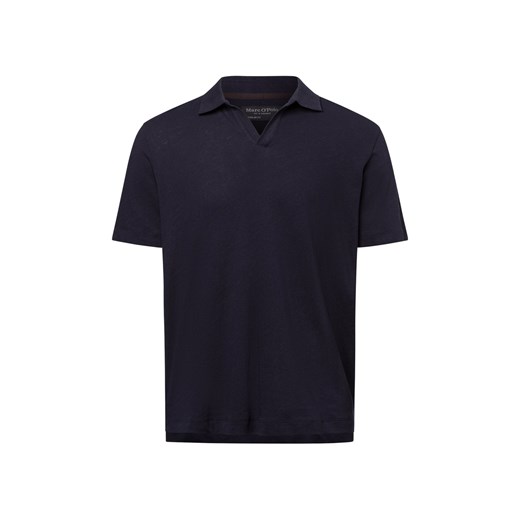 Marc O'Polo Męska koszulka polo z zawartością lnu Mężczyźni Bawełna granatowy jednolity ze sklepu vangraaf w kategorii T-shirty męskie - zdjęcie 179128274