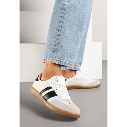 Białe Sneakersy Tenisówki z Ozdobnymi Paskami Jenavena ze sklepu born2be.pl w kategorii Buty sportowe damskie - zdjęcie 179128404