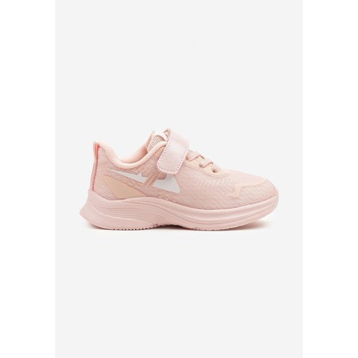 Różowo-Białe Buty Sportowe Sneakersy Clibee z Geometryczną Aplikacją Araviene ze sklepu born2be.pl w kategorii Buty sportowe dziecięce - zdjęcie 179128484