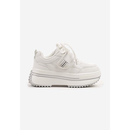 Białe Buty Sportowe Sneakersy na Grubej Podeszwie z Dodatkowym Rzepem Doreldi ze sklepu born2be.pl w kategorii Buty sportowe dziecięce - zdjęcie 179128562