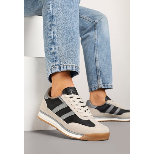 Czarne Sneakersy z Geometrycznym Wzorem Naitiel ze sklepu born2be.pl w kategorii Buty sportowe damskie - zdjęcie 179128611
