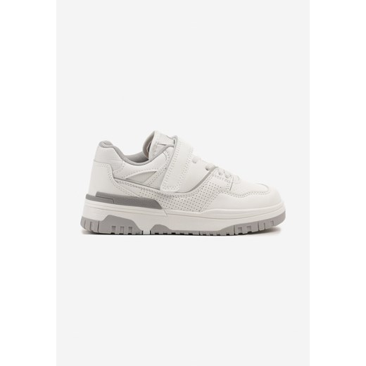 Biało-Szare Buty Sportowe Sneakersy Clibee z Perforacją Punelle ze sklepu born2be.pl w kategorii Buty sportowe dziecięce - zdjęcie 179128652