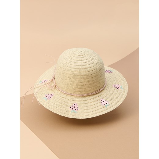 Sinsay - Pleciony kapelusz z motywem owocowym - kremowy Sinsay L Sinsay