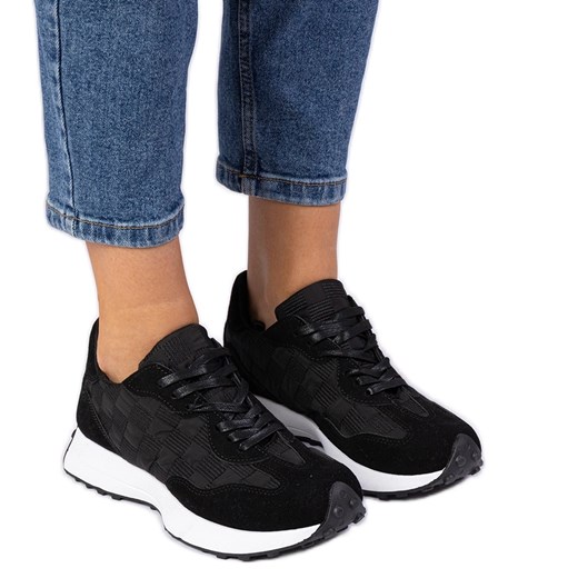 Czarne sneakersy sportowe damskie ze sklepu ButyModne.pl w kategorii Buty sportowe damskie - zdjęcie 179134220