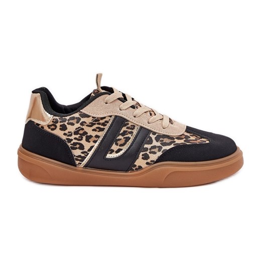 Sneakersy Damskie Z Eko Skóry Panterka Czarne ze sklepu ButyModne.pl w kategorii Buty sportowe damskie - zdjęcie 179134311