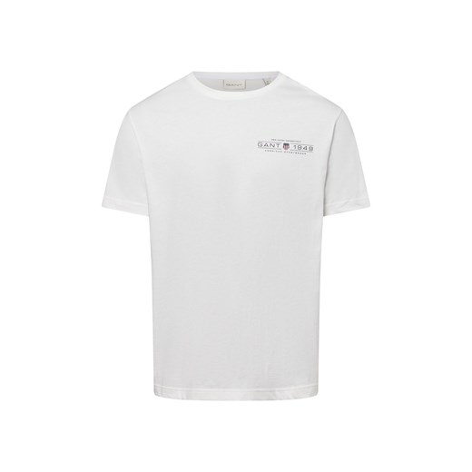 Gant Koszulka męska Mężczyźni Bawełna écru jednolity ze sklepu vangraaf w kategorii T-shirty męskie - zdjęcie 179137413