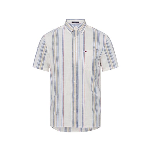 Tommy Jeans Męska koszula casual Mężczyźni Regular Fit Bawełna beżowy w paski ze sklepu vangraaf w kategorii Koszule męskie - zdjęcie 179137422