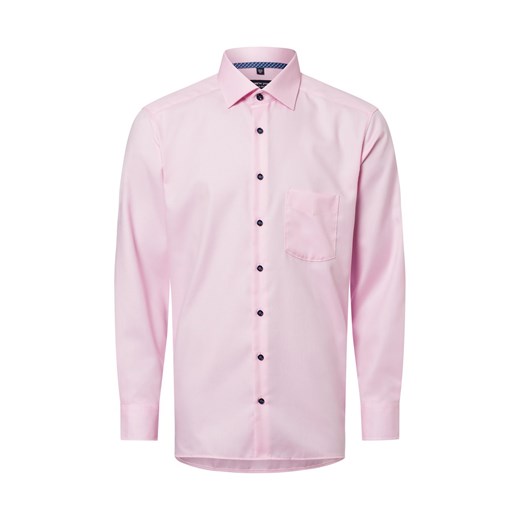 Andrew James Męska koszula biznesowa - non-iron Mężczyźni Regular Fit Bawełna różowy jednolity ze sklepu vangraaf w kategorii Koszule męskie - zdjęcie 179137431