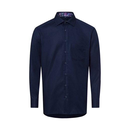 Andrew James Męska koszula biznesowa - non-iron Mężczyźni Regular Fit Bawełna granatowy jednolity ze sklepu vangraaf w kategorii Koszule męskie - zdjęcie 179137432