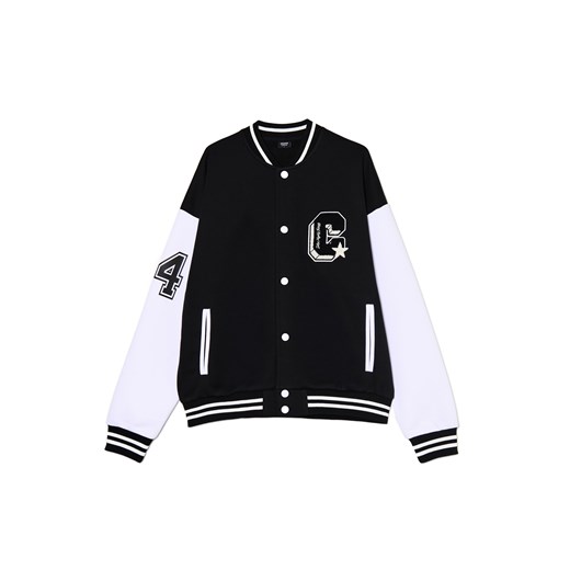 Cropp - Czarna bluza bomber w stylu college UNISEX - czarny ze sklepu Cropp w kategorii Bluzy męskie - zdjęcie 179138222