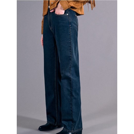 Sinsay - Jeansy wide leg high waist - dark grey jeans Sinsay 42 Sinsay