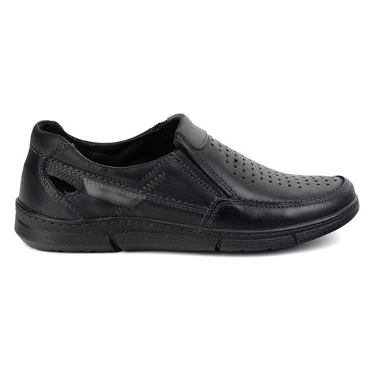 Buty Mokasyny męskie skórzane na lato 602 czarne ze sklepu butyolivier w kategorii Mokasyny męskie - zdjęcie 179143720