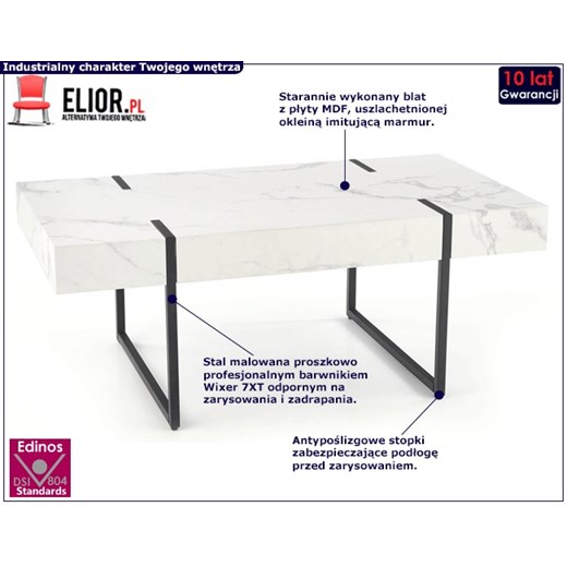 Biała ława marmurowa do salonu - Rero Elior One Size Edinos.pl