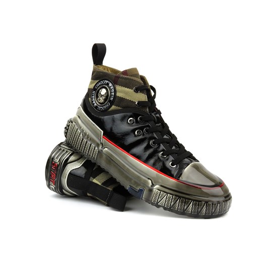 Skórzane sneakersy - JOHN DOUBARE CC2883, czarne ze sklepu ulubioneobuwie w kategorii Buty sportowe męskie - zdjęcie 179144710
