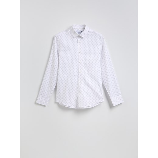Reserved - Koszula slim fit w drobny wzór - biały Reserved S Reserved