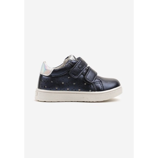 Niebieskie Buty Sportowe Sneakersy Clibee Ozdobione Napisem i Perforacją Uliassiela ze sklepu born2be.pl w kategorii Buty sportowe dziecięce - zdjęcie 179146761