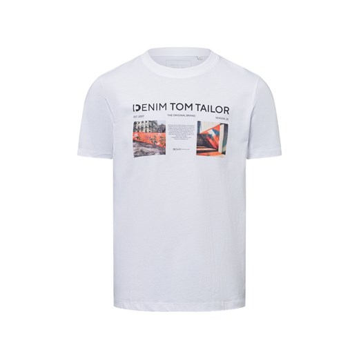 Tom Tailor Denim Koszulka męska Mężczyźni Bawełna biały nadruk ze sklepu vangraaf w kategorii T-shirty męskie - zdjęcie 179146851