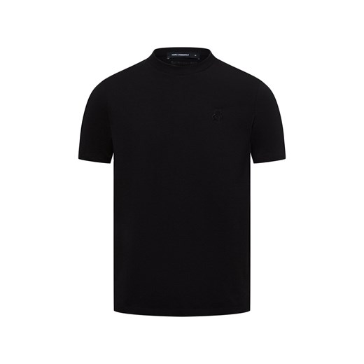 KARL LAGERFELD Koszulka męska - Nos Mężczyźni Bawełna czarny jednolity ze sklepu vangraaf w kategorii T-shirty męskie - zdjęcie 179146861