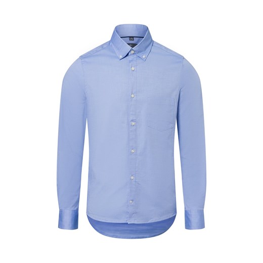 Nils Sundström Męska koszula biznesowa Mężczyźni Slim Fit Bawełna niebieski jednolity ze sklepu vangraaf w kategorii Koszule męskie - zdjęcie 179146873