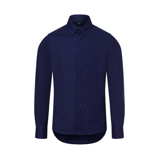 Nils Sundström Męska koszula biznesowa Mężczyźni Slim Fit Bawełna granatowy jednolity ze sklepu vangraaf w kategorii Koszule męskie - zdjęcie 179146874