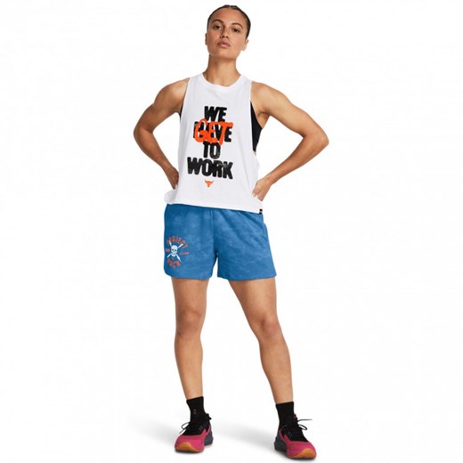 Damskie spodenki treningowe Under Armour Project Rock Underground Terry Shorts - niebieskie ze sklepu Sportstylestory.com w kategorii Szorty - zdjęcie 179147204