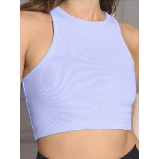 Sinsay - Crop top w prążki - niebieski ze sklepu Sinsay w kategorii Bluzki damskie - zdjęcie 179148354
