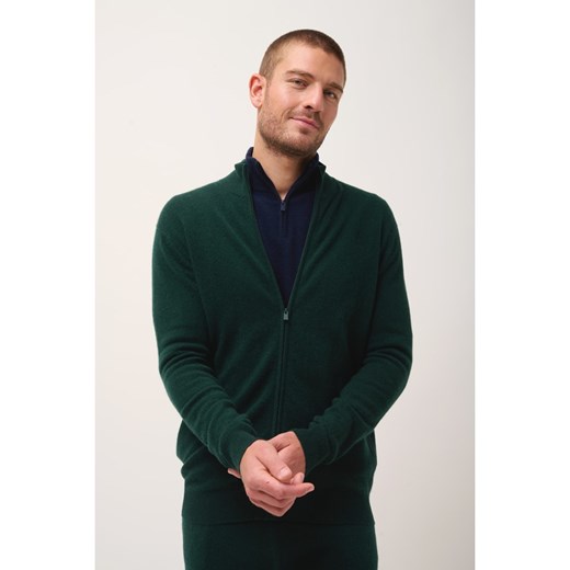Just Cashmere Kaszmirowy kardigan &quot;Alan&quot; w kolorze ciemnozielonym ze sklepu Limango Polska w kategorii Swetry męskie - zdjęcie 179152200