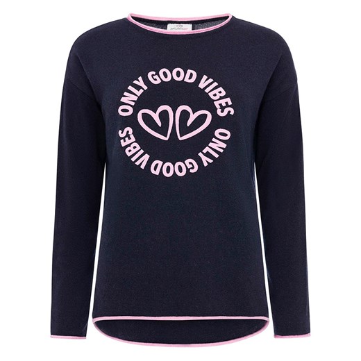 Zwillingsherz Sweter &quot;Only good Vibes&quot; w kolorze granatowym ze sklepu Limango Polska w kategorii Swetry damskie - zdjęcie 179152512