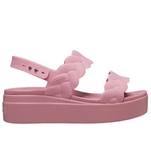Klapki Crocs Brooklyn Woven Low Wedge 209977-6XX - różowe ze sklepu streetstyle24.pl w kategorii Klapki damskie - zdjęcie 179155840